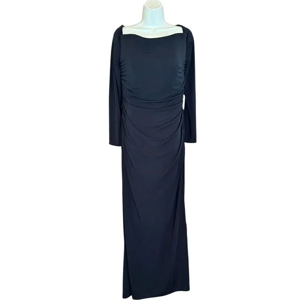 La Femme Black Long Sleeve Gown in Black NWOT Size 12